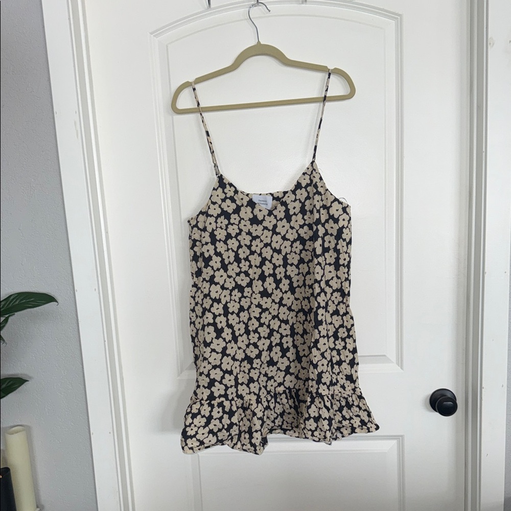 Floral Black and Cream Mini Dress